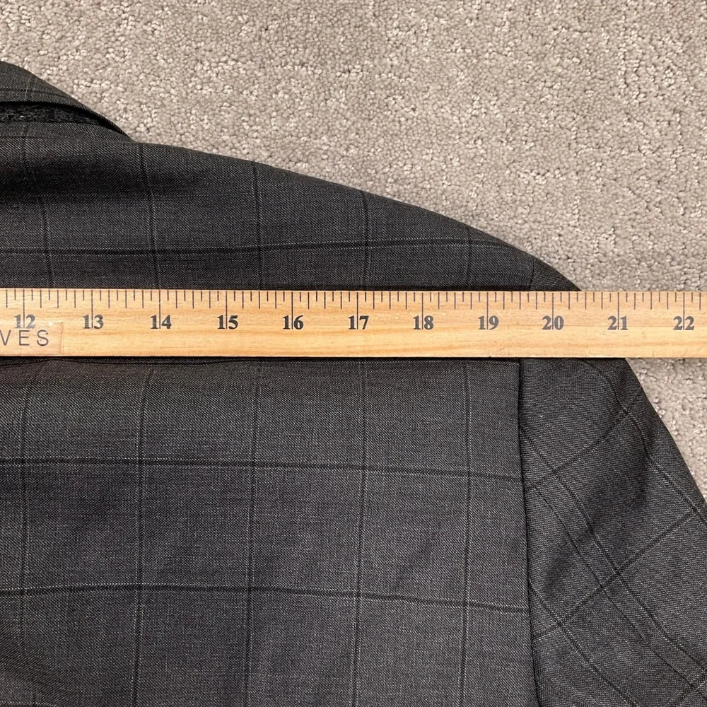 Hickey‎ Freeman Blazer Mens 46L Charcoal Windowpane Loro Piana Super 170s Wool
